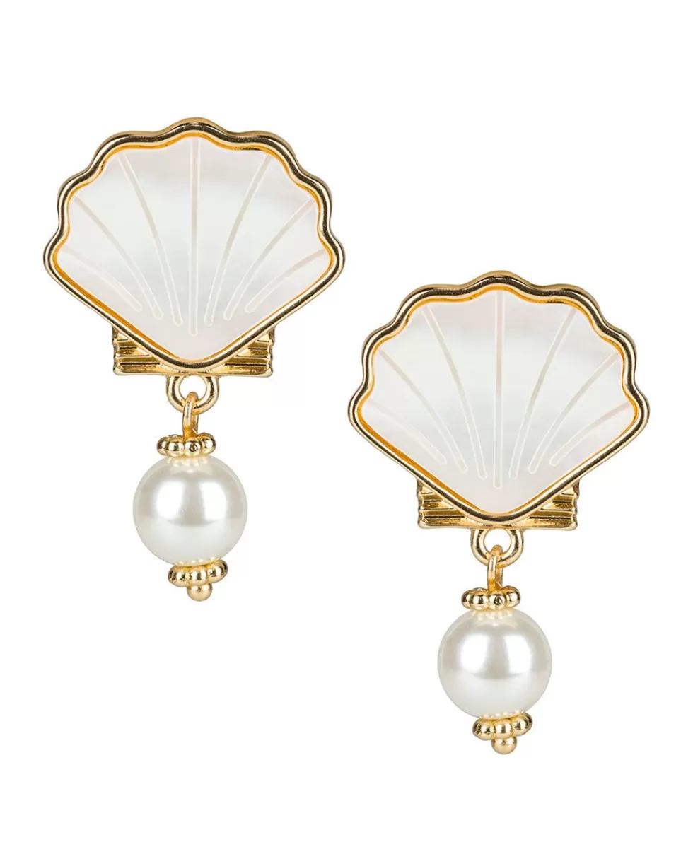 Patricia Nash Shell Stud Drop Pearl Earrings Outlet